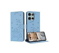 Flip Etui Pour Motorola Moto G86 Porte-cartes Kickstand Portefeuille en cuir Cuir PU Chat mignon Bleu