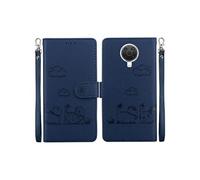 Flip Etui Pour Nokia G10 Portefeuille En Cuir RFID Chat Porte-fente Pour Carte, FOXDOCK Bleu