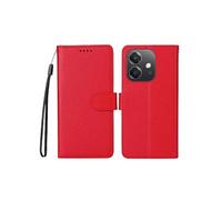 Flip Etui Pour OPPO A5x 4G/5G Support de voiture magnétique Fente pour crad Portefeuille Chargement sans fil Rouge