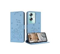 Flip Etui Pour OPPO A79 5G Portefeuille En Cuir Cuir PU Porte-cartes Kickstand Chat Mignon FOXDOCK Bleu