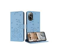 Flip Etui Pour Realme 12 Lite 4G Chat Mignon Portefeuille En Cuir Porte-cartes Kickstand Cuir PU Bleu
