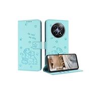 Flip Etui Pour Realme 12X 5G Porte-cartes Kickstand Cuir PU Chat Mignon Portefeuille En Cuir Vert