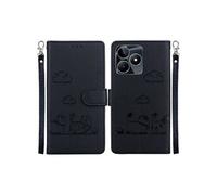 Flip Etui Pour Realme C51 RFID Chat Porte-fente Pour Carte, Portefeuille En Cuir FOXDOCK Noir