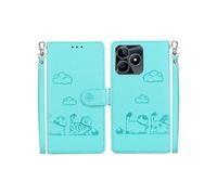 Flip Etui Pour Realme C51 RFID Chat Porte-fente Pour Carte, Portefeuille En Cuir FOXDOCK Vert