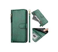 Flip Etui Pour Realme C63 4G Titulaire De La Carte Fermeture Eclair Cuir PU Magnétique FOXDOCK Vert