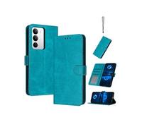 Flip Etui Pour Realme C71 Avec fente pour carte Avec boucle Cuir PU Bicelle Couleur pure Vert