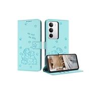 Flip Etui Pour Realme C71 Porte-cartes Kickstand Cuir PU Chat mignon Portefeuille en cuir Vert