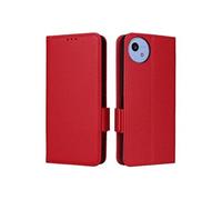 Flip Etui Pour Sharp Aquos wish5 Titulaire de fentes pour cartes Magnétique Boucle latérale Portefeuille Cuir PU Rouge