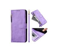 Flip Etui Pour TCL STYLUS 5G Titulaire De La Carte Cuir PU Magnétique Fermeture Eclair FOXDOCK Violet