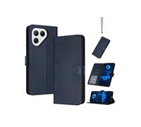 Flip Etui Pour Tecno Pova 7 Pro 5G Couleur pure Avec boucle Cuir PU Bicelle Avec fente pour carte Bleu