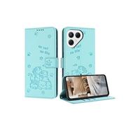Flip Etui Pour Tecno Pova 7 Pro 5G Cuir PU Chat mignon Portefeuille en cuir Porte-cartes Kickstand Vert