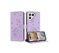 Flip Etui Pour Tecno Pova 7 Pro 5G Cuir PU Chat mignon Portefeuille en cuir Porte-cartes Kickstand Violet