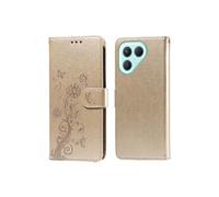 Flip Etui Pour Tecno Pova 7 Pro 5G Fleur Flip Fentes à cartes Cuir Doré