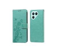 Flip Etui Pour Tecno Pova 7 Pro 5G Fleur Flip Fentes à cartes Cuir Vert