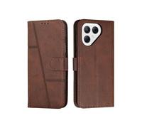 Flip Etui Pour Tecno Pova 7 Pro 5G Protection complète Bicelle Boucle latérale Cuir PU Insertion de carte Marron