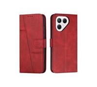 Flip Etui Pour Tecno Pova 7 Pro 5G Protection complète Bicelle Boucle latérale Cuir PU Insertion de carte Rouge