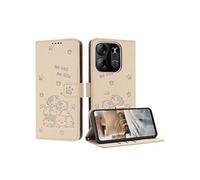 Flip Etui Pour Tecno Spark Go 2023 Portefeuille En Cuir Chat Mignon Porte-cartes Kickstand Cuir PU Beige