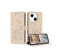 Flip Etui Pour Tecno Spark Go 2025 Porte-cartes Kickstand Portefeuille En Cuir Chat Mignon Cuir PU Beige