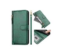 Flip Etui Pour VIVO Y77E 5G Cuir PU Magnétique Titulaire De La Carte Fermeture Eclair FOXDOCK Vert