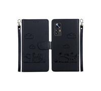 Flip Etui Pour Xiaomi 12/12X RFID Chat Portefeuille En Cuir Porte-fente Pour Carte, FOXDOCK Noir