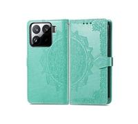Flip Etui Pour Xiaomi 15 Pro Antichoc Etui En Cuir Motif Exquis Simple Entreprise Couverture Rabotant Vert