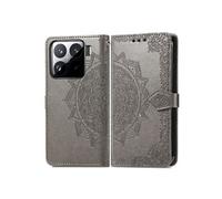 Flip Etui Pour Xiaomi 15 Pro Antichoc Etui En Cuir Motif Exquis Simple Entreprise Couverture Rabotant Gris