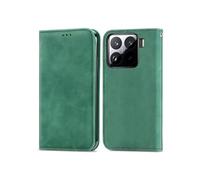Flip Etui Pour Xiaomi 15 Pro Simple Entreprise Etui En Cuir Antichoc Couverture Rabotant Portefeuille Vert