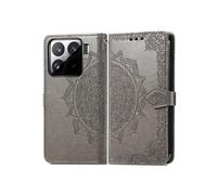 Flip Etui Pour Xiaomi 15 Simple Entreprise Etui En Cuir Motif Exquis Antichoc Couverture Rabotant Gris