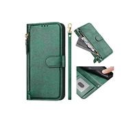 Flip Etui Pour ZTE Blade V40s Cuir PU Magnétique Fermeture Eclair Titulaire De La Carte FOXDOCK Vert