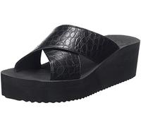 flip*flop Femme Wedge Cross Croco compensé, Noir, 39 EU
