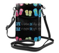 Flip Flops Calligraphie Chaussures de plage Sac à bandoulière pour femme Petit sac à main en cuir PU Sac à main pour téléphone portable Pochette