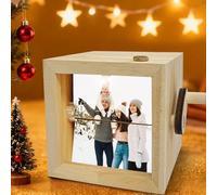 Flipbook fait main en bois personnalisé avec lumière lumineuse, journal photo à manivelle mécanique créatif personnalisé, cadeau de boîte à lumière d'amour fait à la main pour elle