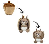 FLIPETZ by Les DÉGLINGOS - Peluche Réversible Ecurueil/Gland - Doudou Cache-Cache 2-en-1 Ultra Doux - Cadeau de Naissance Mixte & Premier Âge - Marron et Beige, 20 cm