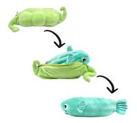 FLIPETZ by Les DÉGLINGOS - Peluche Réversible Poisson/Pois - Doudou Cache-Cache 2-en-1 Ultra Doux - Cadeau de Naissance Mixte & Premier Âge - Vert et Bleu, 20 cm