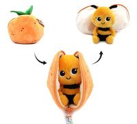 Déglingos Les FLIPETZ - Doudou Buzzet l'Abeille/Clémentine - Abeille Cache-Cache réversible - Peluche Toute Douce pour bébé - Idées Cadeaux de Naissance, Jaune et Noir