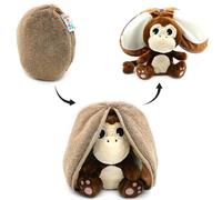 Déglingos Les FLIPETZ - Doudou Coconet Le Singe/Noix de Coco- Singe Cache-Cache réversible - Peluche Toute Douce pour bébé - Idées Cadeaux de Naissance, Marron