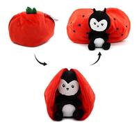 FLIPETZ Les DÉGLINGOS Doudou Comet la Coccinnelle/Tomate - Coccinnelle Cache-Cache réversible - Peluche Toute Douce pour bébé - Idées Cadeaux de Naissance, Rouge et Noir