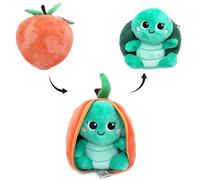 Déglingos Les FLIPETZ - Doudou Corvet la Tortue/Pêche - Tortue Cache-Cache réversible - Peluche Toute Douce pour bébé - Idées Cadeaux de Naissance, Vert et Orange