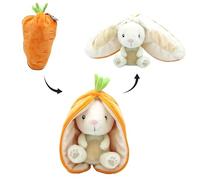FLIPETZ Les DÉGLINGOS Doudou Gadget Le Lapin/Carotte - Lapin Cache-Cache réversible - Peluche Toute Douce pour bébé - Idées Cadeaux de Naissance, Orange et Blanc