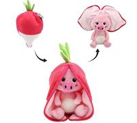 Déglingos FLIPETZ Les Doudou Piglet Le Cochon/Radis- Cochon Cache-Cache réversible - Peluche Toute Douce pour bébé - Idées Cadeaux de Naissance, Rose et Blanc