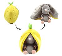 FLIPETZ Les DÉGLINGOS Doudou Rocket la Souris/Citron - Souris Cache-Cache réversible - Peluche Toute Douce pour bébé - Idées Cadeaux de Naissance, Jaune et Gris