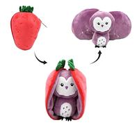 FLIPETZ Les DEGLINGOS Doudou Violet la Chouette/Fraise - Chouette Cache-Cache réversible - Peluche Toute Douce pour bébé - Idées Cadeaux de Naissance