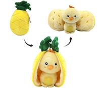 Déglingos Les FLIPETZ - Nugget Le Poussin/Ananas - Poussin Cache-Cache réversible - Peluche Toute Douce pour bébé - Idées Cadeaux de Naissance, Jaune