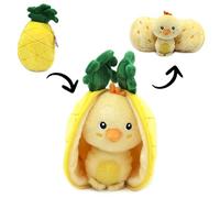 Déglingos Peluche FLIPETZ Nugget Le Poussin/Ananas réversible toute douce Jaune 10 x 14 x 24 cm