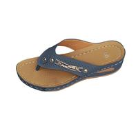 Flipflop Chaussures orthopédiques pour femme en cuir synthétique - Sandales de plage - Sandales compensées antidérapantes - Pantoufles d'été - Chaussures de plage - Sandales d'été, bleu, 37 EU