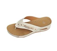 Flipflop Chaussures orthopédiques pour femme en cuir synthétique - Sandales de plage - Sandales compensées antidérapantes - Pantoufles d'été - Chaussures de plage - Sandales d'été, beige, 40 EU