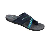 Flipflop Mules pour femme avec semelle intérieure - Pantoufles plates - Sandales de plage - Tongs plates - Sandales de bain antidérapantes - Chaussures de bain - Chaussures d'été, bleu, 37 EU