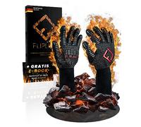 FLIPLINE® Gants de Gril résistants à la Chaleur - Gants ignifuges de qualité supérieure, Gants de Four, Gants de Cuisson, Gants de Cuisson pour Cuisine et Grill - Gants de Barbecue avec E-Book (L)