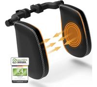 FLIPLINE Repose Tete Voiture Coutures Blanc - Cale Tete Enfant Voiture - Sensation de voyage confortable pour Enfants et Adultes - Installation facile sans tournevis - Réglable Appuie Tete Voiture