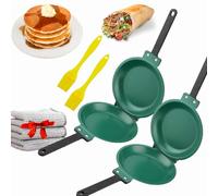 Flipmaster Pancake Pan Double Side Pancake Pan Flip Master Pancake Pan Flipmaster Pan Flipmaster Double-Sided Folding Pancake Pan Nonstick For Flufy Pancakes Omelette Frittata, Breakfast (Green*2)